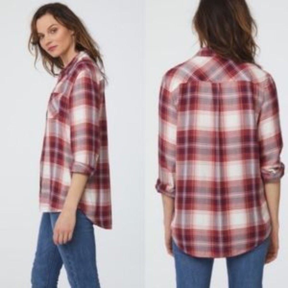 BeachLunchLounge Charley‎ Plaid Flannel Long Sleeve Button Down Shirt Size Small